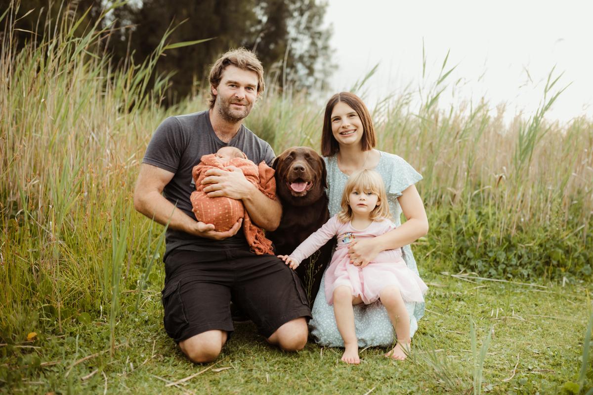Bonnie with her family and labrador